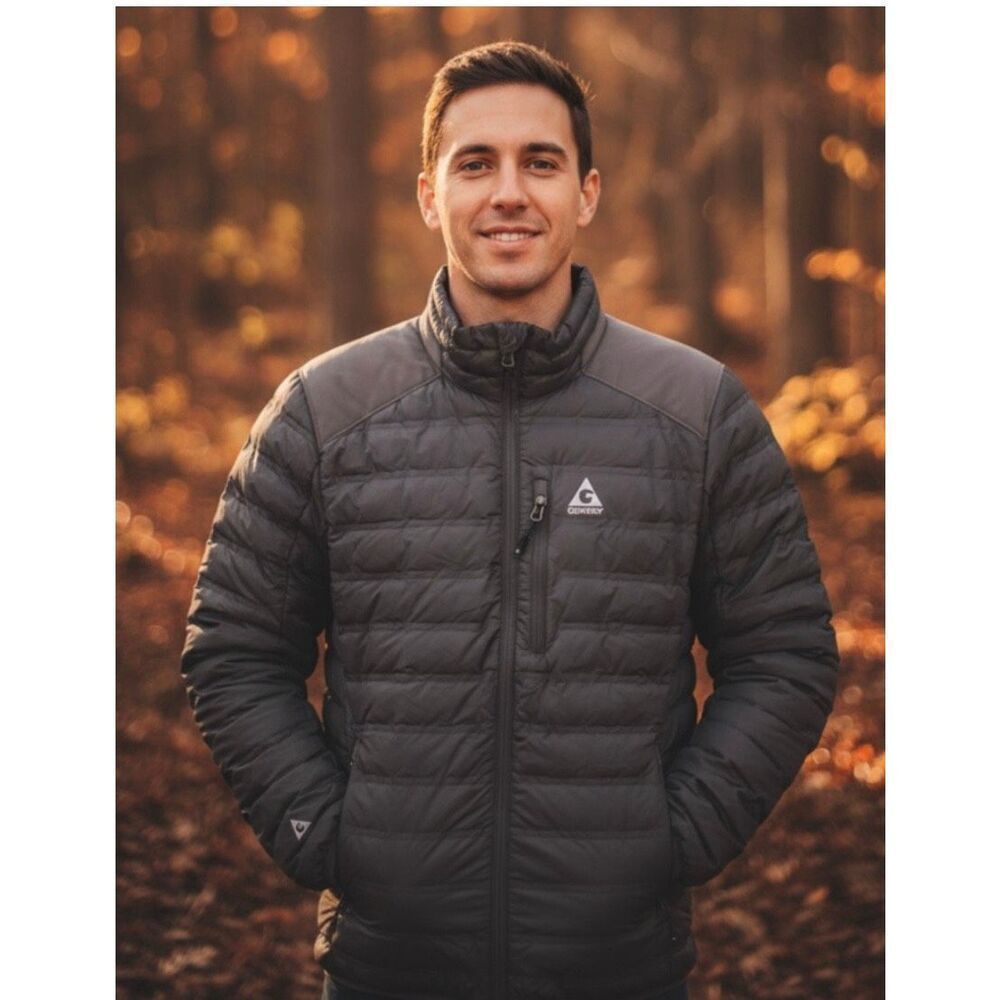 Gerry Men’s Puffer Jacket Black Lightweight Insulated Full Zip Size M